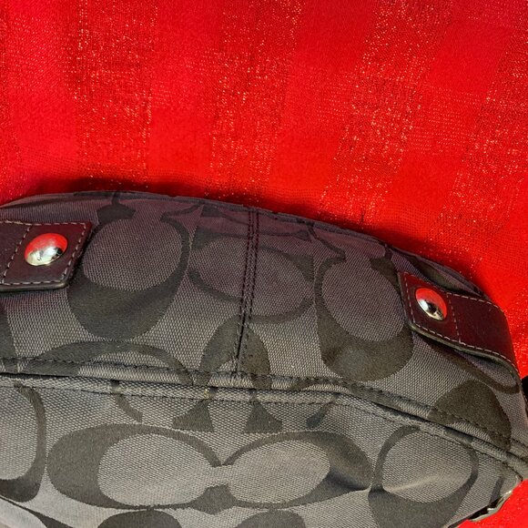 Coach Handbag in Black with Leather Trim and Light Blue Lining - Picture 3 of 15